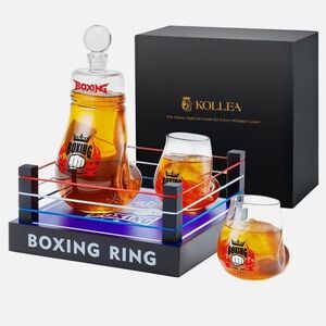 Boxing Ring Whiskey Decanter Set - Black and Red